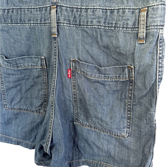 Levi's Blue Denim 100% Cotton Women's Button Up Romper Pockets Cinched Waist XS - Picture 4 of 15